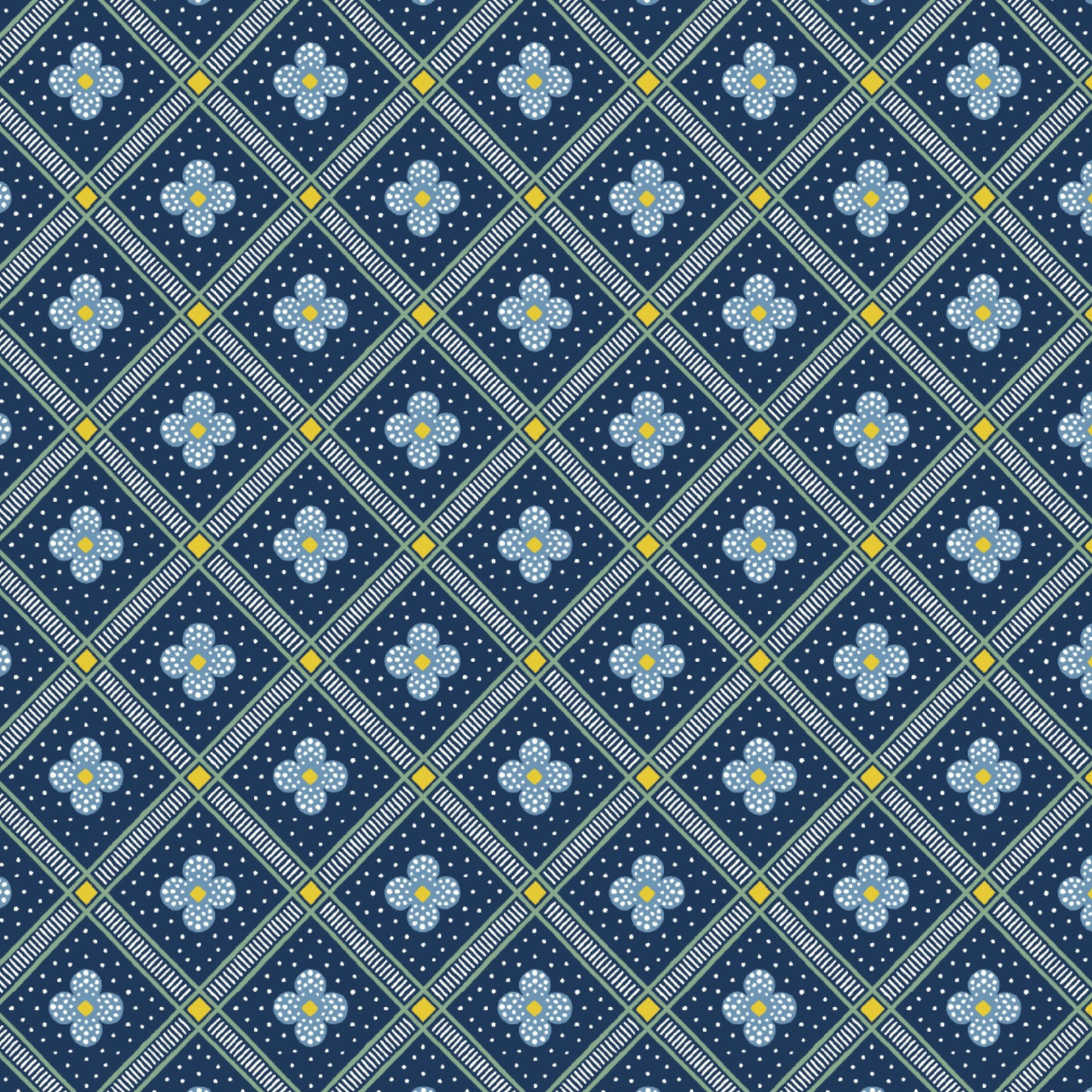 Manor Tile Blue- Liberty Summer House Collection Cotton Fabric ✂️ £10 pm *SALE*