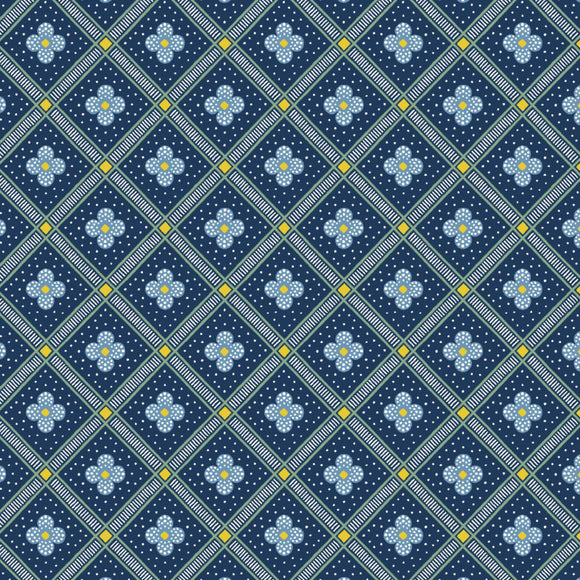 Manor Tile Blue - Liberty Summer House Collection Cotton Fabric