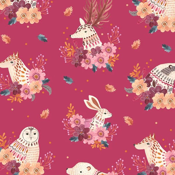 Woodland Animals Pink - Maple Woods - Dashwood Studio Cotton Fabric ✂️