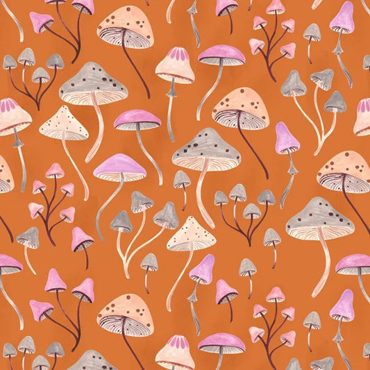 Toadstools Orange - Maple Woods - Dashwood Studio Cotton Fabric ✂️ £9 pm *SALE*