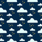 Swinging on a Star Navy Clouds - Believe - Michael Miller Cotton Fabric